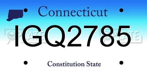 IGQ2785 Connecticut License Plate