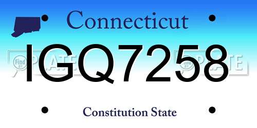 IGQ7258 Connecticut License Plate