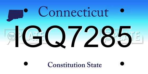 IGQ7285 Connecticut License Plate