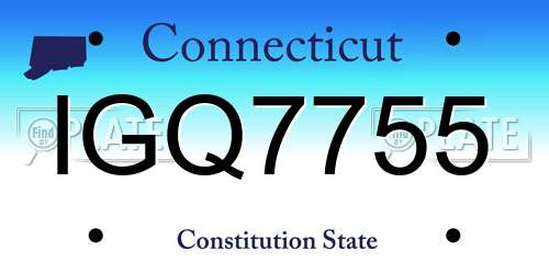 IGQ7755 Connecticut License Plate