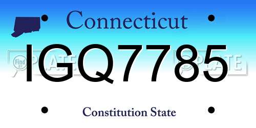 IGQ7785 Connecticut License Plate