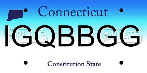 IGQBBGG Connecticut License Plate