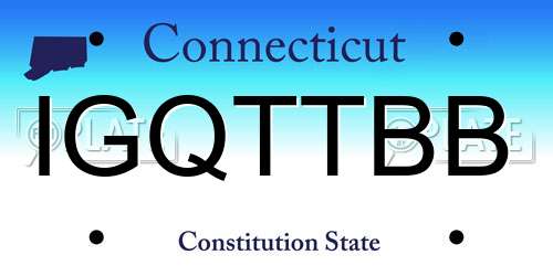 IGQTTBB Connecticut License Plate
