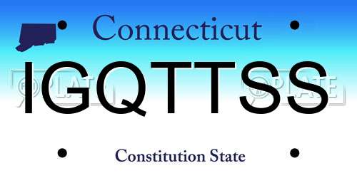 IGQTTSS Connecticut License Plate