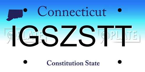 IGSZSTT Connecticut License Plate