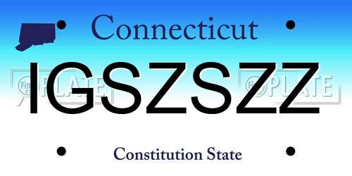 IGSZSZZ Connecticut License Plate