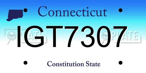 IGT7307 Connecticut License Plate