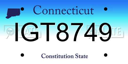 IGT8749 Connecticut License Plate