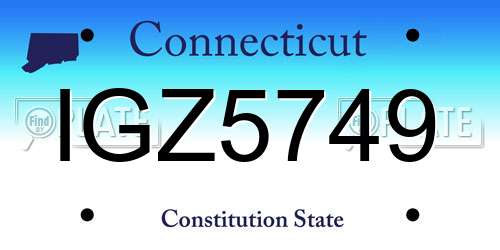 IGZ5749 Connecticut License Plate