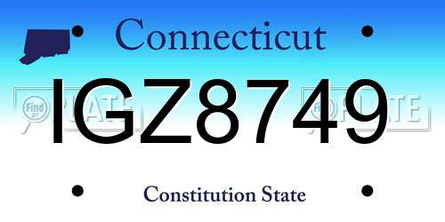 IGZ8749 Connecticut License Plate