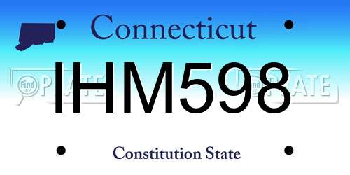 IHM598 Connecticut License Plate