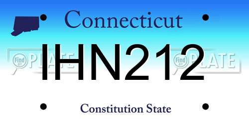 IHN212 Connecticut License Plate