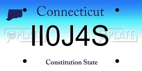II0J4S Connecticut License Plate