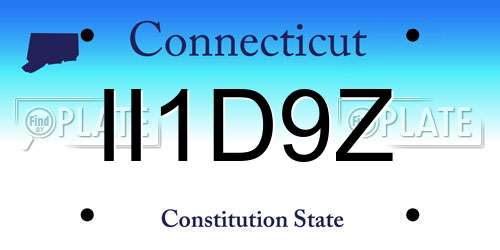 II1D9Z Connecticut License Plate