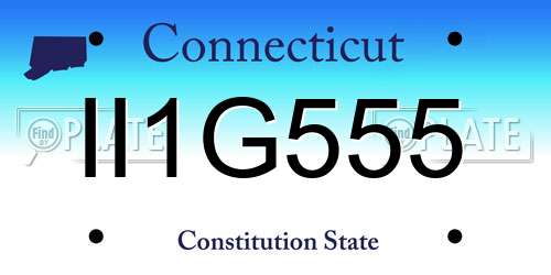 II1G555 Connecticut License Plate