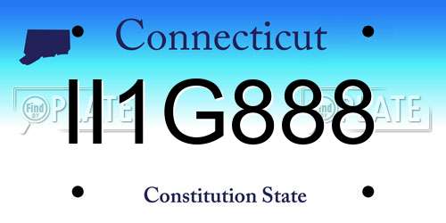II1G888 Connecticut License Plate
