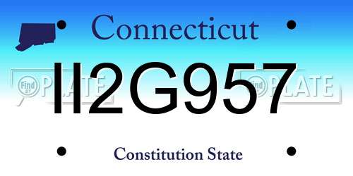 II2G957 Connecticut License Plate