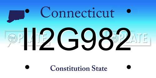 II2G982 Connecticut License Plate