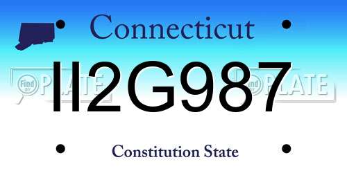 II2G987 Connecticut License Plate