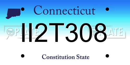 II2T308 Connecticut License Plate
