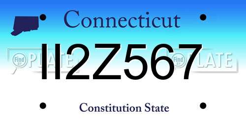 II2Z567 Connecticut License Plate