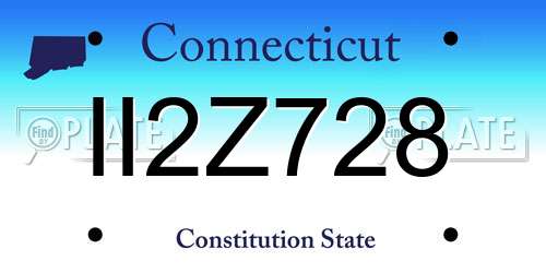 II2Z728 Connecticut License Plate