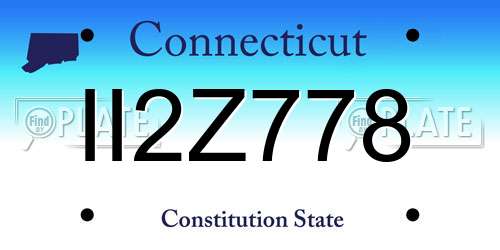 II2Z778 Connecticut License Plate