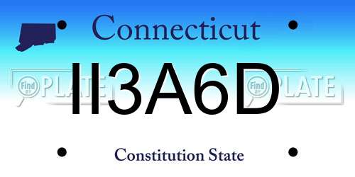 II3A6D Connecticut License Plate