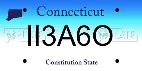 II3A6O Connecticut License Plate