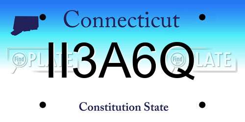 II3A6Q Connecticut License Plate