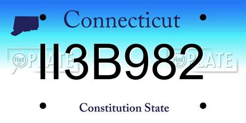 II3B982 Connecticut License Plate