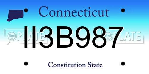 II3B987 Connecticut License Plate