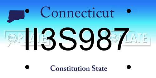 II3S987 Connecticut License Plate