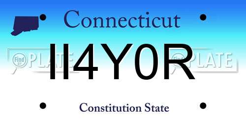 II4Y0R Connecticut License Plate