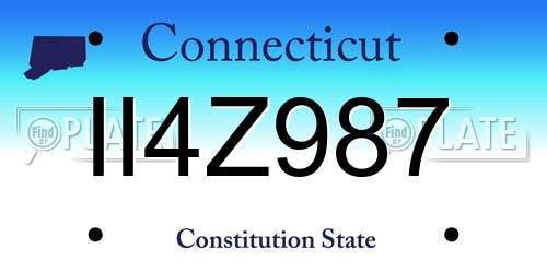 II4Z987 Connecticut License Plate