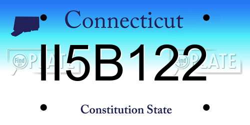 II5B122 Connecticut License Plate