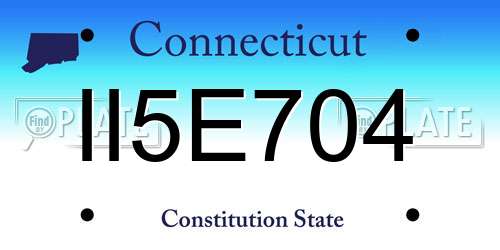 II5E704 Connecticut License Plate