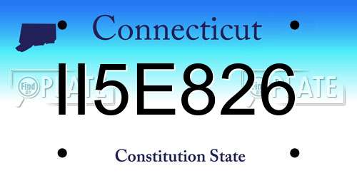 II5E826 Connecticut License Plate