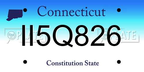 II5Q826 Connecticut License Plate