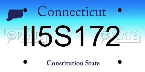 II5S172 Connecticut License Plate