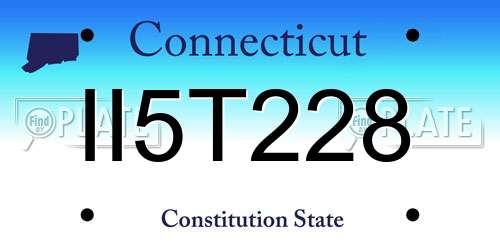 II5T228 Connecticut License Plate
