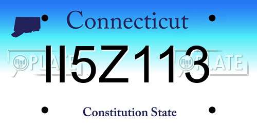 II5Z113 Connecticut License Plate
