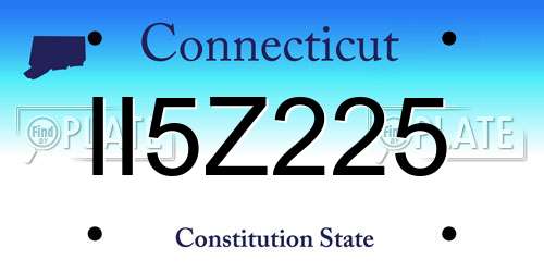 II5Z225 Connecticut License Plate