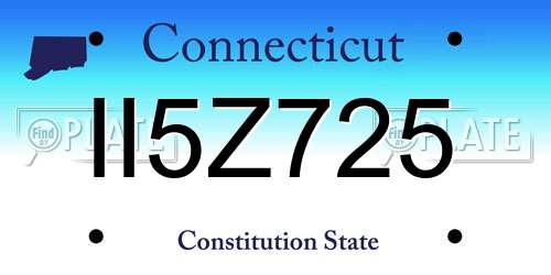 II5Z725 Connecticut License Plate