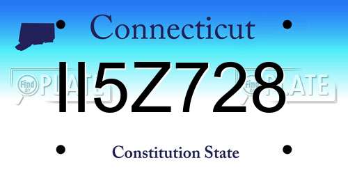 II5Z728 Connecticut License Plate