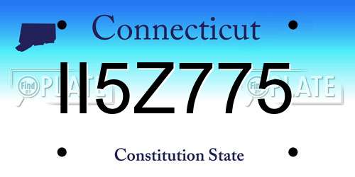 II5Z775 Connecticut License Plate