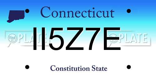 II5Z7E Connecticut License Plate