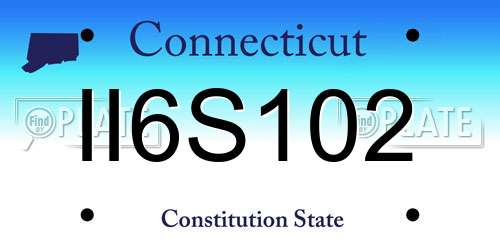 II6S102 Connecticut License Plate