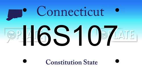 II6S107 Connecticut License Plate