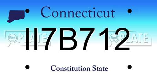 II7B712 Connecticut License Plate